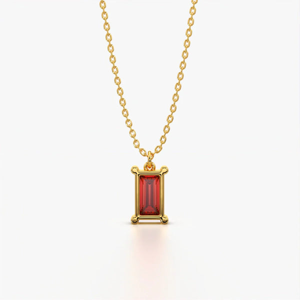 Minimal Red Baguette Pendant