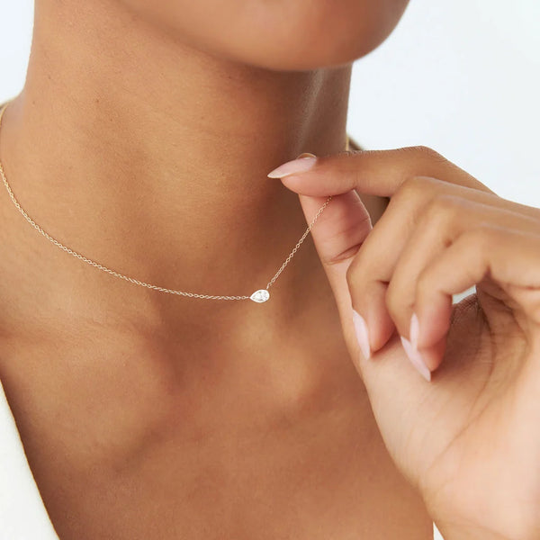 Minimal Bezel Teardrop Necklace