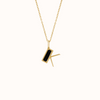 Modern Black Enamel Initial K Necklace