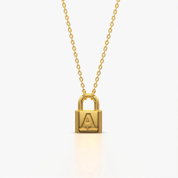 Initial A Padlock Charm Necklace