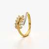 Pave Leaf Bypass Ring