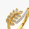 Pave Leaf Bypass Ring