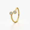Open Two Dot Pave Ring