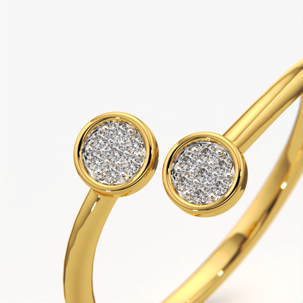 Open Two Dot Pave Ring