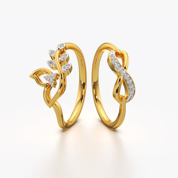 Sparkling Leaf & Infinity Stackable Ring Set