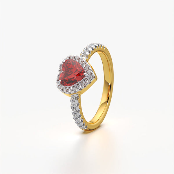 Gemstone Heart Halo Ring