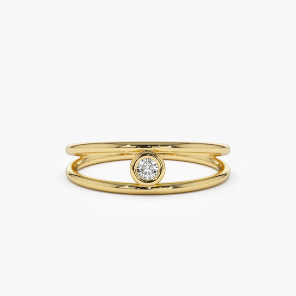 Double Band Bezel Solitaire Ring