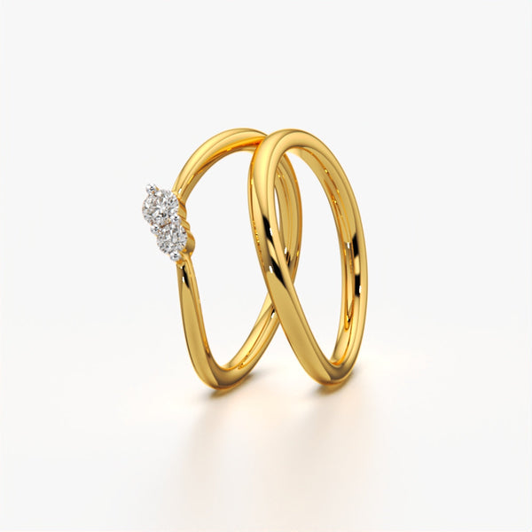 Minimal Duo Stone & Plain Band Set