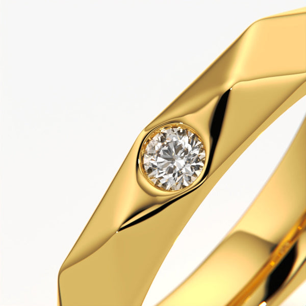 Geometric Facet Solitaire Ring