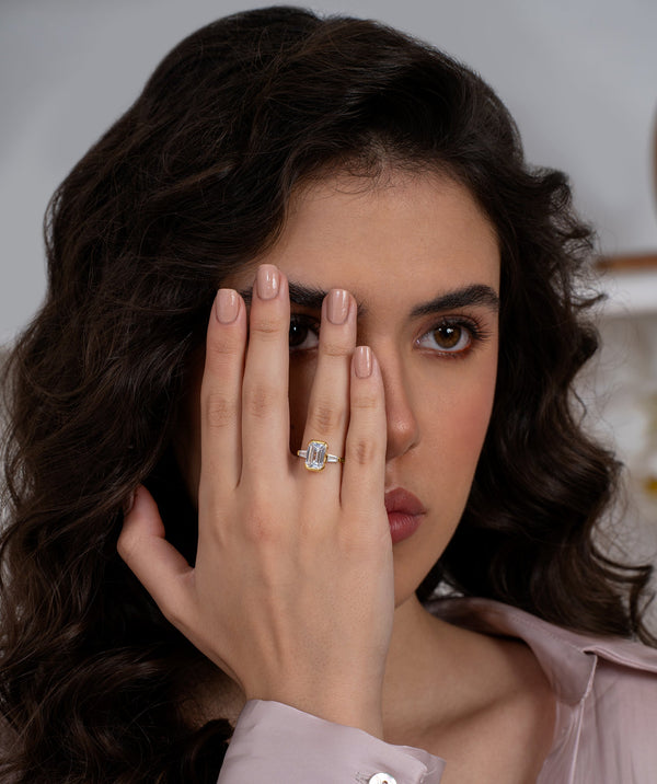 Bezel Set Emerald Cut & Baguette Ring