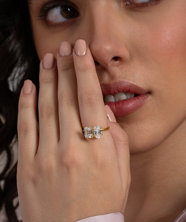 Emerald & Oval Duo Ring