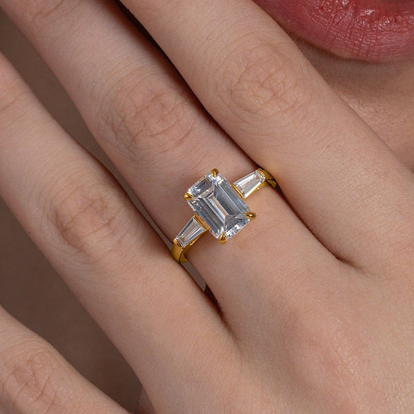 Emerald Cut Ring with Tapered Baguettes