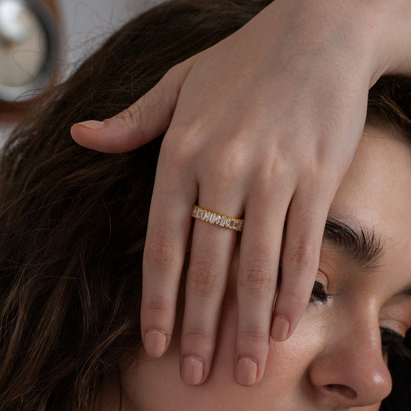 Sparkling Baguette Marquise Wedding Band