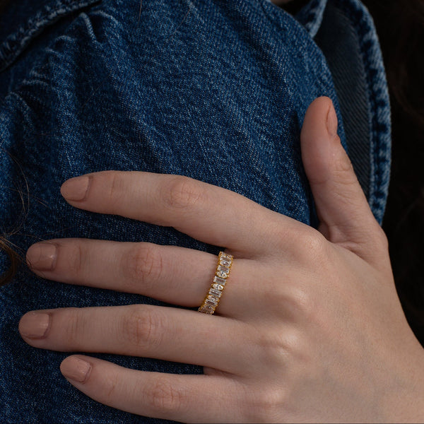 Sparkling Baguette Marquise Wedding Band