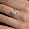 Emerald Cut Solitaire Ring with Dainty Accents