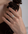 Emerald Cut Solitaire Ring with Dainty Accents