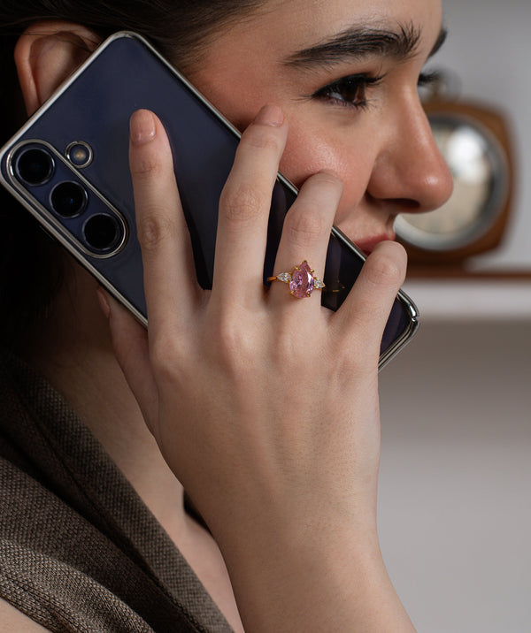 Pink Pear Trilogy Ring