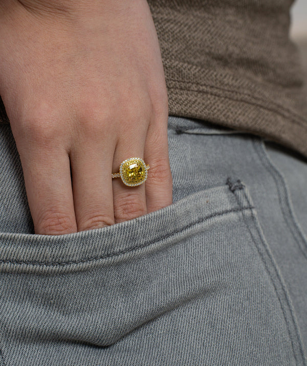 Yellow Double Halo Ring