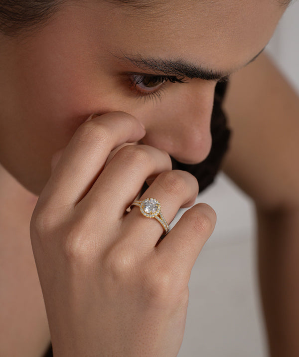 Classic Round Halo Split Shank Ring