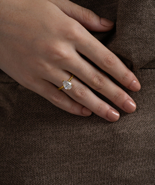 Twisted Rope Pear Solitaire Ring