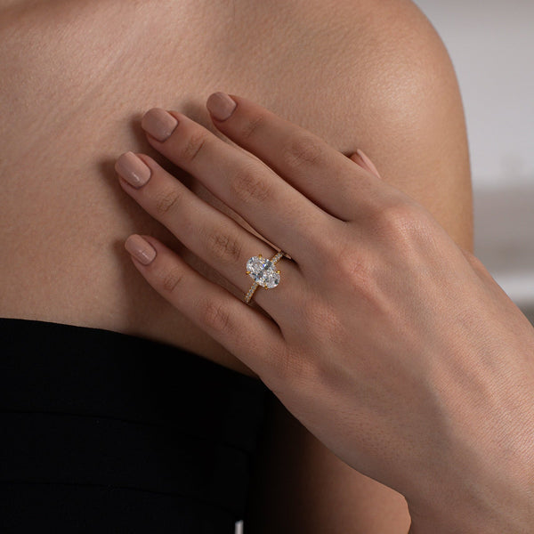 Oval Pave Solitaire Ring