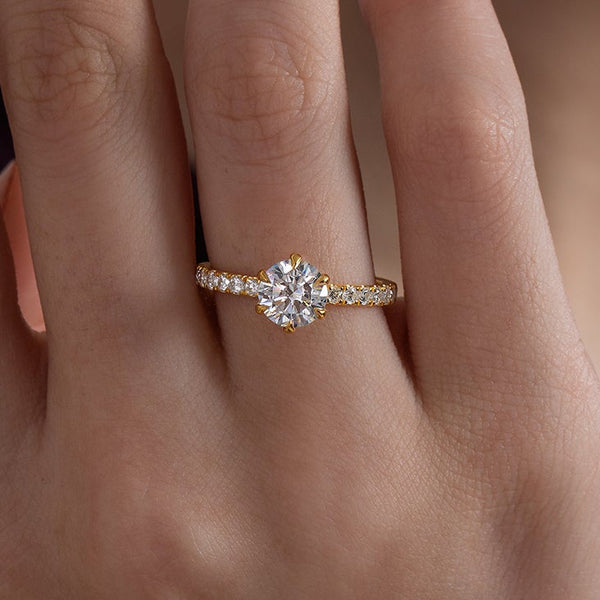 Classic Round Solitaire Pave Ring
