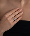 Statement Pink Pear Double Halo Ring