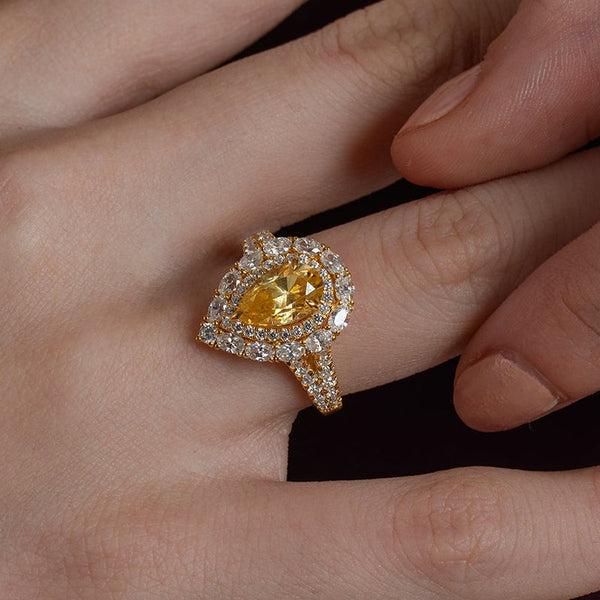 Statement Yellow Pear Ring