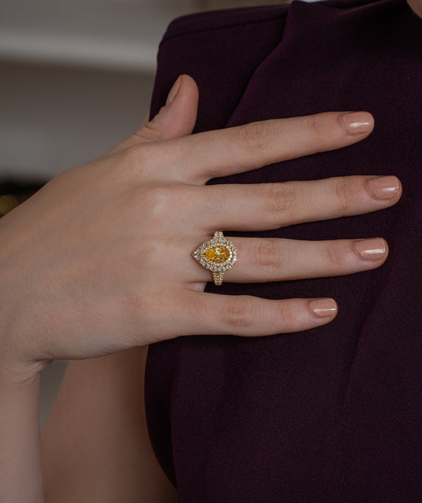 Statement Yellow Pear Ring