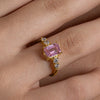 Pink Emerald Cut Accent Ring
