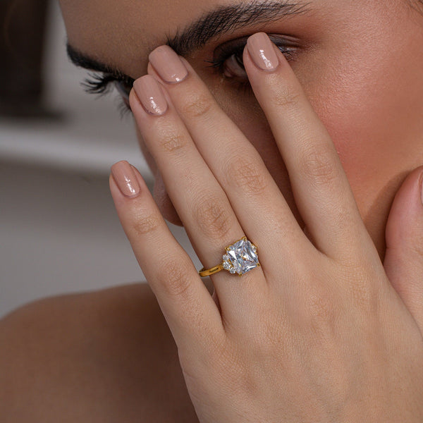 Radiant Cut Side Cluster Ring