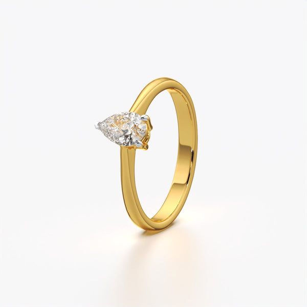 Minimal Pear Solitaire Ring