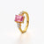 Pink Emerald Cut Accent Ring