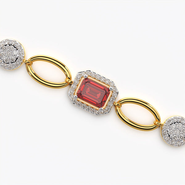 Red Diamond Halo Link Bracelet