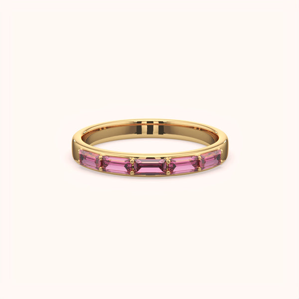 Baguette Pink Half Eternity Ring