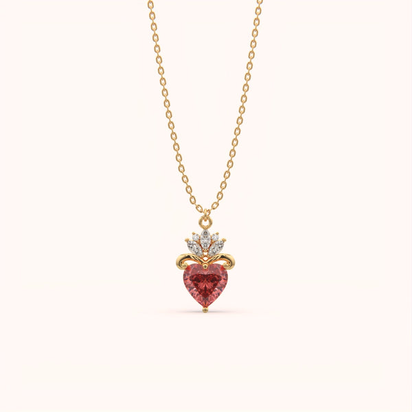 Crowned Red Heart Necklace