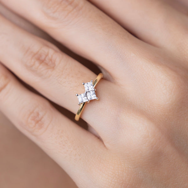 Princess Trio Cluster Ring