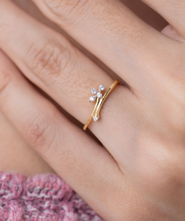 Floral Bypass Ring