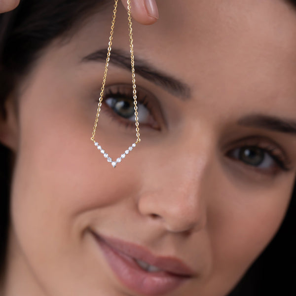 Crystal V-Curve Necklace