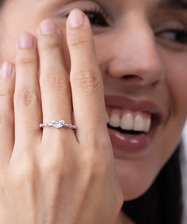 Twin Pear Heart Ring