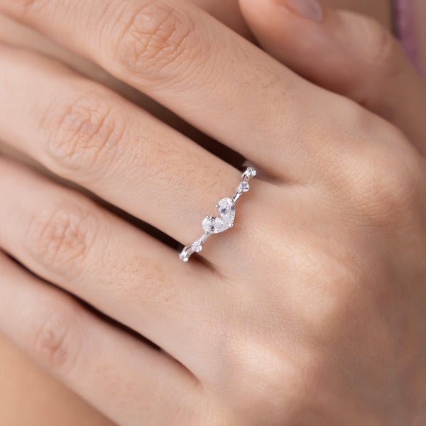 Twin Pear Heart Ring