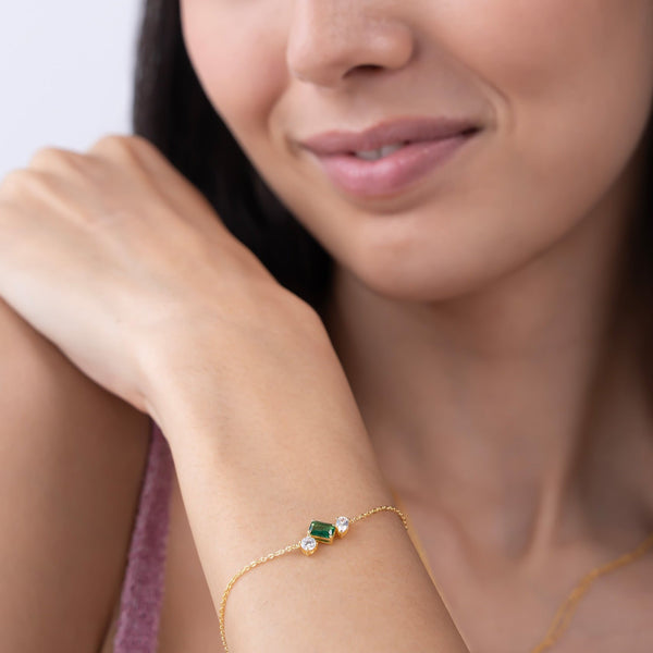 Mixed Cut Green Stone Cluster Bracelet