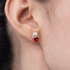 Red Heart Crown Studs