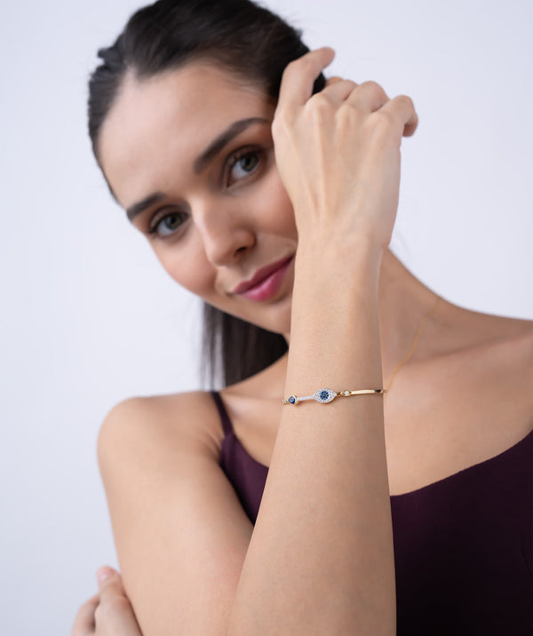 Pave Evil Eye Open Bangle