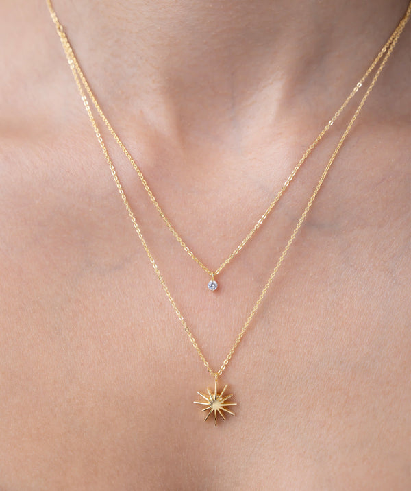 Celestial Sunburst Layered Necklace