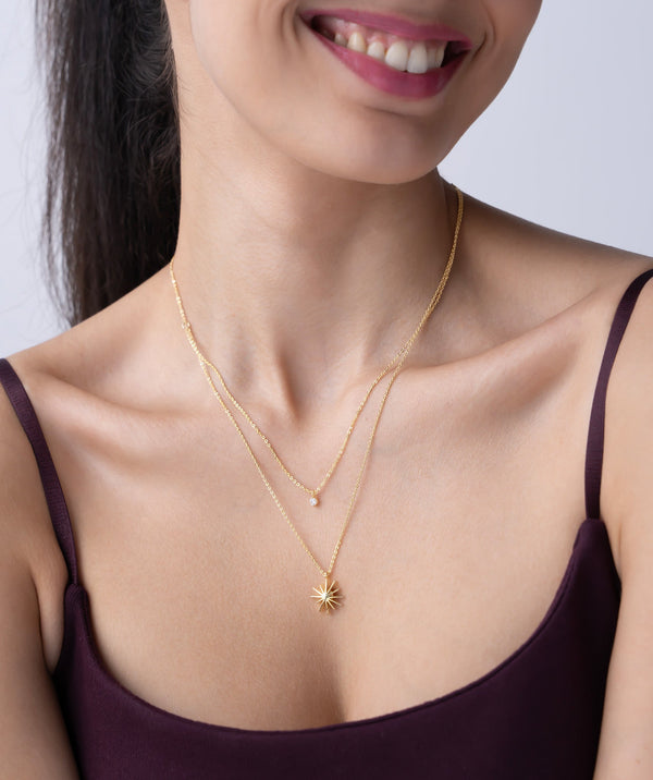 Celestial Sunburst Layered Necklace