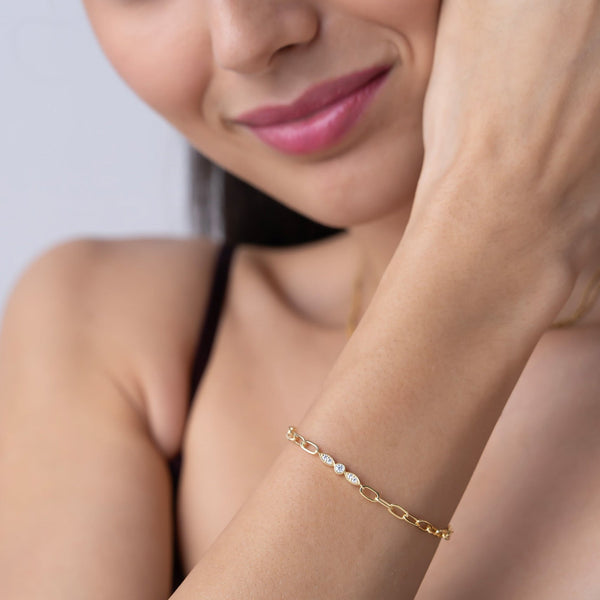 Marquise Station Paperclip Bracelet