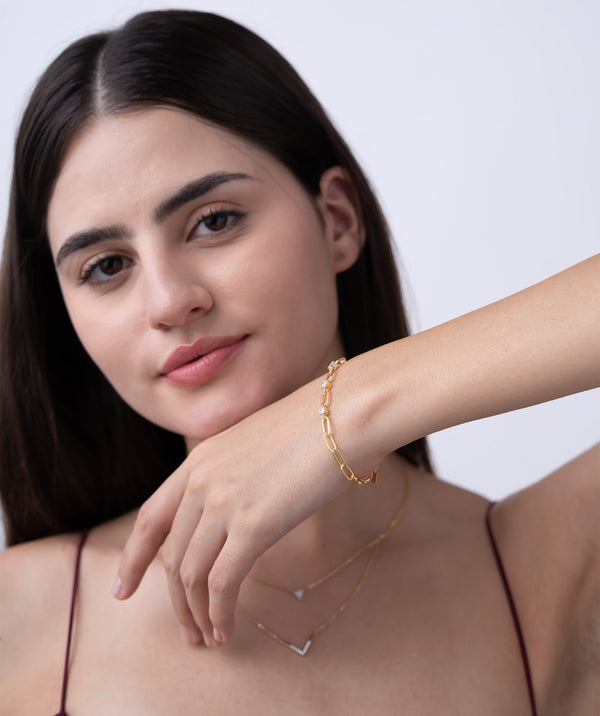 Solitaire Paperclip Link Bracelet