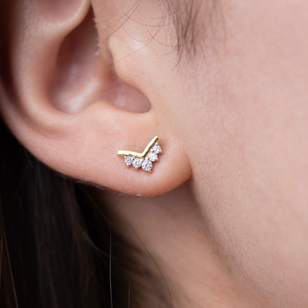 Dainty Cluster Chevron Studs
