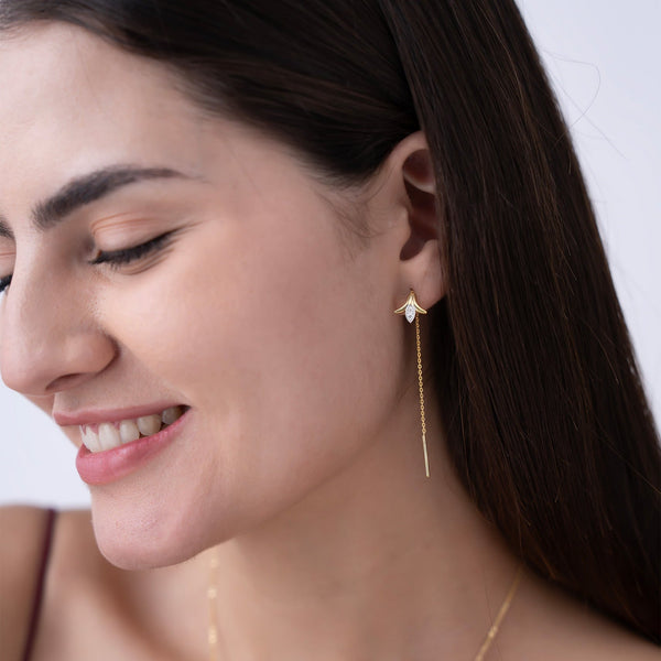 Crystal Tulip Threader Earrings